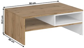 Masă de cafea Vilgi 90 (alb + stejar wotan). 1064647