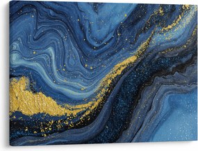 Tablou - Abstracție albastru-aurie (70x50 cm)