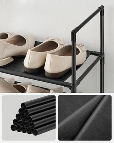 Suport pantofi, 33 x 33 x 173 cm, metal / textil, negru, Songmics