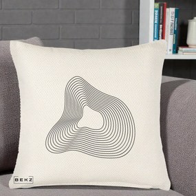 Perna Decorativa Abstract Linii Organice, 40x40 cm, Crem Reliefat, Husa Detasabila, Perna Inclusa, BEKZ®