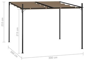 Pavilion cu acoperis retractabil, gri taupe, 300x300x233 cm Gri taupe, 300 x 300 x 233 cm