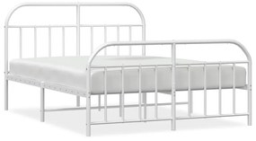 353703 vidaXL Cadru de pat metalic cu tăblie, alb, 140x200 cm