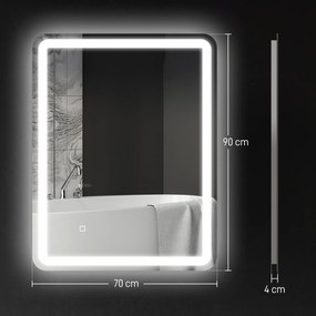 kleankin Oglinda pentru baie cu lumini LED, 70 x 50 cm | Aosom Romania