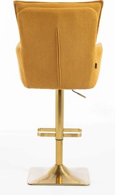 HR250KW Scaun Catifea Reiată Premium Ruloare Curry Galben Bază Aurie