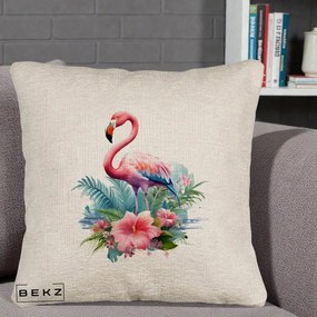 Perna Decorativa Raton in Halat Roz, 40x40 cm, Bej Canapea, Husa Detasabila, Perna Inclusa, BEKZ®