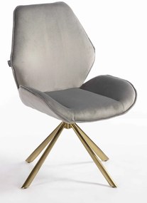 HR350 BAZĂ STEA Scaun Gray din Catifea Bază Aurie
