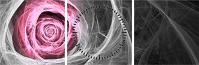 Tablou - Trandafir abstract, fucsia (cu ceas) (90x30 cm)