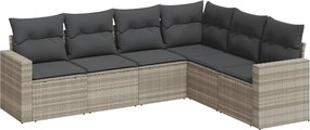 vidaXL Set canapele de grădină cu perne, 6 piese gri deschis poliratan