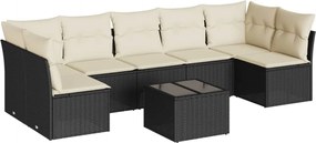 vidaXL Set mobilier de grădină cu perne, 8 piese, negru, poliratan
