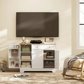 HOMCOM Bufet de bucătărie, mobilier de depozitare cu 3 uși, sertar, rafturi pe ușă și raft reglabil, 105x40x83cm, alb | Aosom Romania