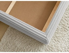 Pat matrimonial gri deschis tapițat cu spațiu de depozitare cu somieră 180x200 cm Jade – Bobochic Paris