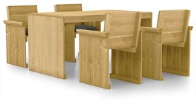 Set mobilier de gradina cu perne, 5 piese, lemn de pin tratat Antracit, 1