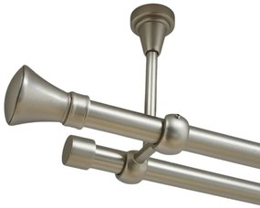 Galerie dubla prince fara inele prindere tavan 19/19 mm crom mat (Alege marime: 300 cm)