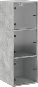vidaXL Dulap de perete cu uși din sticlă, gri beton, 35x37x100 cm