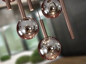 Lustra bronz inchis cu 9 pendule fumurii Sapore