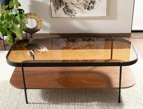 Masa de cafea Prima A chihlimbar transparent/nuc L120 cm