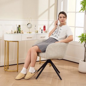HOMCOM Fotoliu Acent Rotativ, Fotoliu Tapitat cu Material Textil, Picioare din Oțel, pentru Sufragerie, Dormitor, Birou, Bej | Aosom Romania