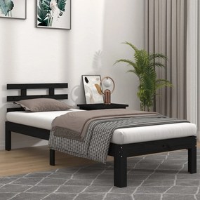 814723 vidaXL Cadru de pat single, negru, 90x190 cm, lemn masiv