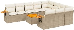 vidaXL Set canapele de grădină cu perne, 11 piese, bej, poliratan