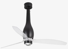 Lustra cu Ventilator si telecomanda ETERFAN M LED negru mat/transparent