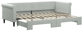 3197764 vidaXL Pat de zi cu extensie, gri deschis, 80x200 cm, catifea