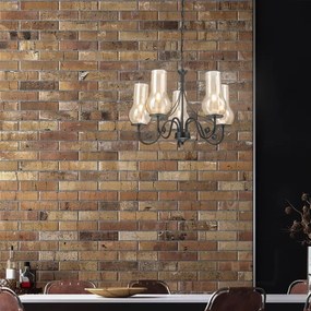 Lustră pe lanț Brilagi COTTAGE 5xE14/40W/230V negru/maro