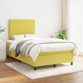 Pat box spring cu saltea, verde, 120x200 cm, textil Verde, 120 x 200 cm, Design simplu