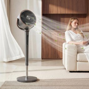 HOMCOM Ventilator de podea circulator de aer cu 12 trepte de viteză afișaj LED telecomandă 70°+90° oscilare Gri | Aosom Romania