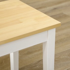 HOMCOM Banc din lemn pentru 2 persoane bicolore cu șezut natural și picioare albe 102 x 36 x 45 cm | Aosom Romania
