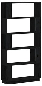 814068 vidaXL Bibliotecă/Separator cameră negru 80x25x163,5 cm lemn masiv pin