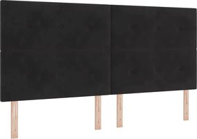 vidaXL Pat cu arc LED cu saltea Negru 200 x 200 cm Catifea