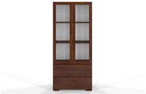 Vitrină TerraCraft, Lemn Masiv Pin, 2 Sertare, 80x38X182cm Walnut