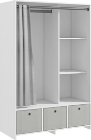 HOMCOM Dulap Modern cu Bară de Agățat, 3 Compartimente și Sertare din Țesătură, Organizator de Haine pentru Dormitor, Natural | Aosom Romania