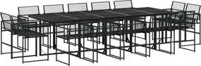 vidaXL Set mobilier de grădină, 15 piese, negru, poliratan