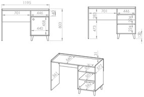 Birou Marla 120 cm - nisip deșert / palladium gri