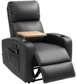 HOMCOM Scaun de masaj Scaun de relaxare Scaun de întins, 1 masă rabatabilă, 1 suport pentru picioare, 77 cm x 93 cm x 105 cm, Negru | Aosom Romania