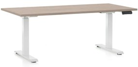 Masa inaltime reglabila OfficeTech D, 160 x 80 cm, bază albă, stejar