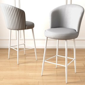 Set de scaune de bar Uras Grey and White, 2 buc.