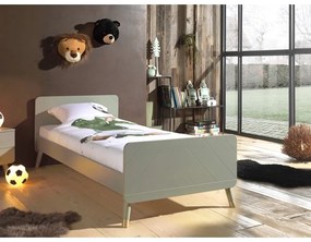 Pat din lemn de pin pentru copii Vipack Billy, 90 x 200 cm, verde măsliniu