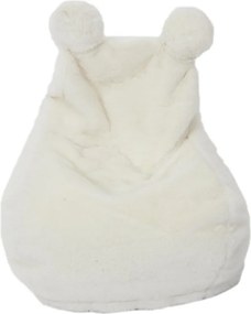 OFERTA Fotoliu puf pentru copii din blana artificiala BUBBLO, alb II. calitate