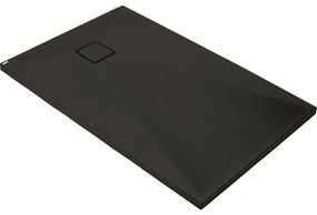 Cadita dus compozit slim neagra 90x70 cm Deante Correo 900x700 mm, Negru