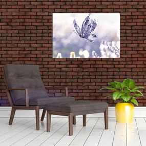 Tablou - Fluture și lavandă (90x60 cm)