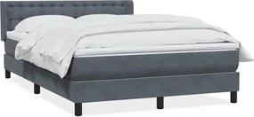 vidaXL Pat box spring cu saltea, gri închis, 140x220 cm, catifea