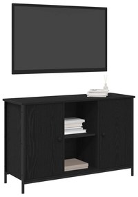 vidaXL Dulap TV, stejar negru, 101x35x65 cm, lemn prelucrat &amp; oțel