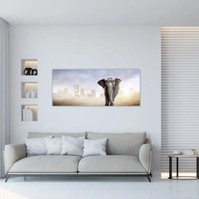 Tablou - Elefanți în oraș (120x50 cm)