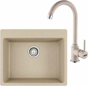 Set chiuveta bucatarie compozit Franke Maris Avena 59x50 cm cu 1 cuva finisaj bej mat si baterie Pola