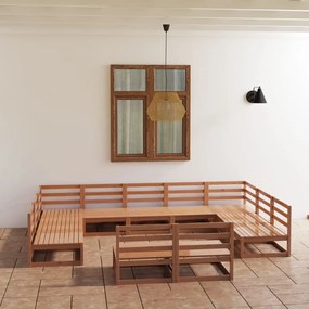 vidaXL Set mobilier de grădină, 11 piese, lemn masiv de pin