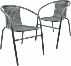 Set de scaune bistro de grădină, stivuibile, gri, 2 buc