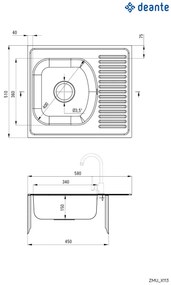 Chiuvetă din inox, 1-cuvă cu picurător, Techno, ZMU_0113