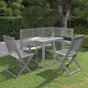 3057867 vidaXL Set mobilier de bistro, 4 piese, gri, lemn masiv de acacia